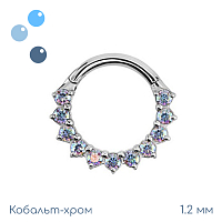Кольцо-кликер из кобальт-хрома Моана Aurora Borealis 1.2 мм (16 G)